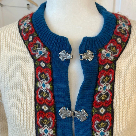 Nordstrikk Norway Vintag Long Wool Winter Cardigan Size Small Winter Fair Isle - Picture 9 of 9